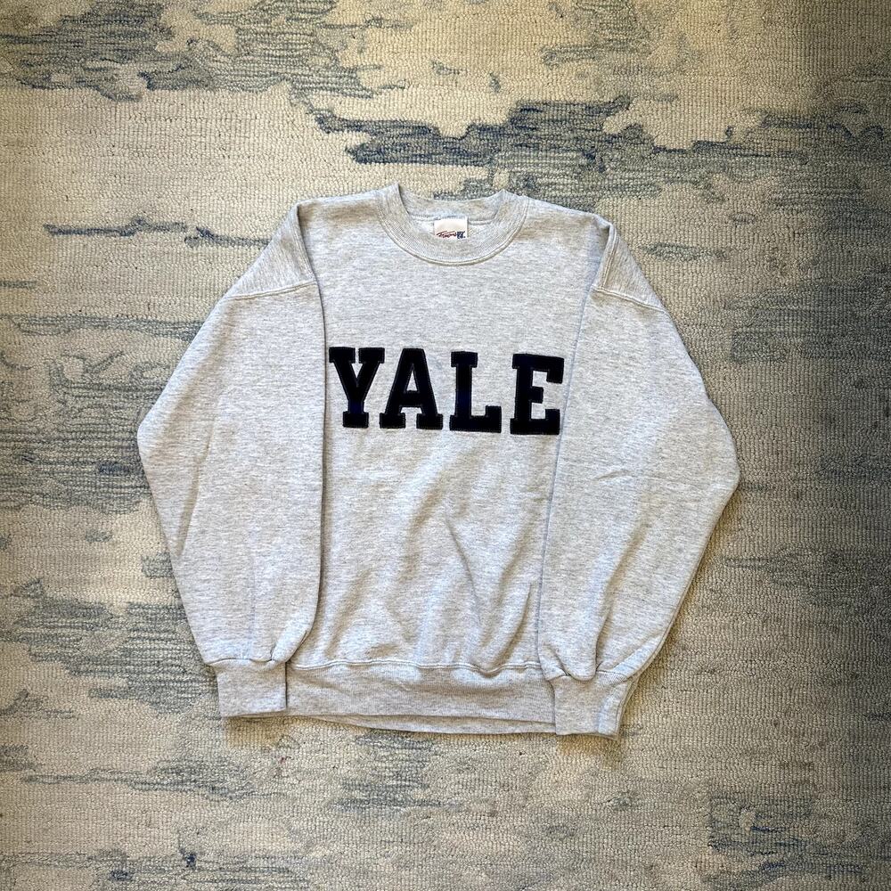 Vintage 90s Yale Crewneck Pullover Gray Sz Large Made In USA